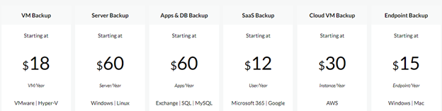 Vembu BDR Suite Pricing