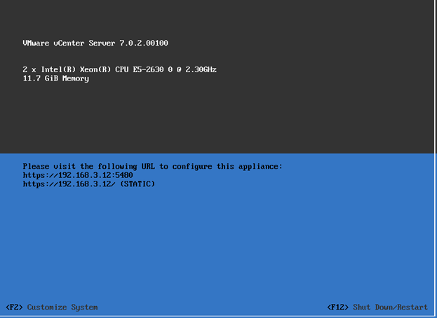 vcsa 7 u2 installed successfully