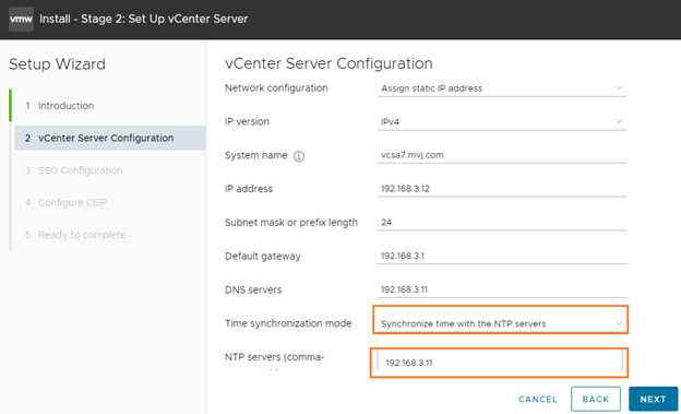 configure vCener Server 7